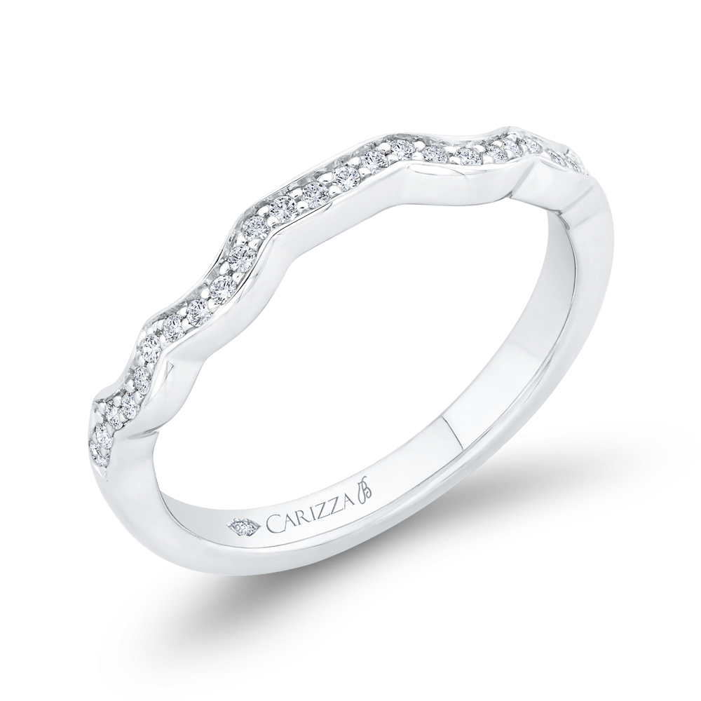 1/2 Run Round Diamond Wedding Band in 14K White Gold Gold