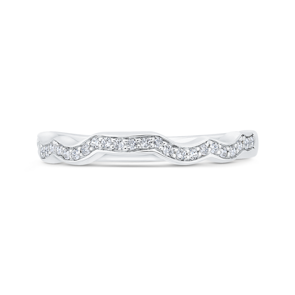 1/2 Run Round Diamond Wedding Band in 14K White Gold Gold
