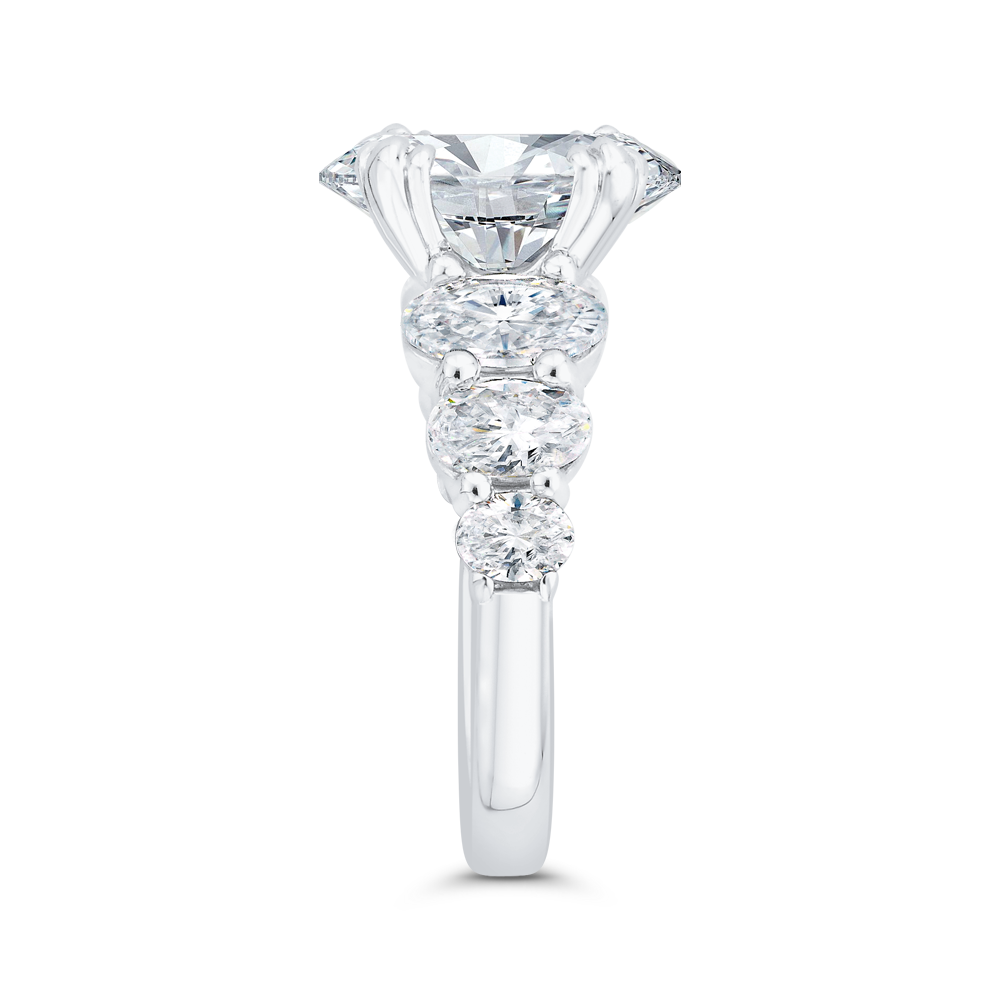 1/2 Run Oval Cut Diamond Engagement Ring in 14K White Gold Gold (Semi-Mount)
