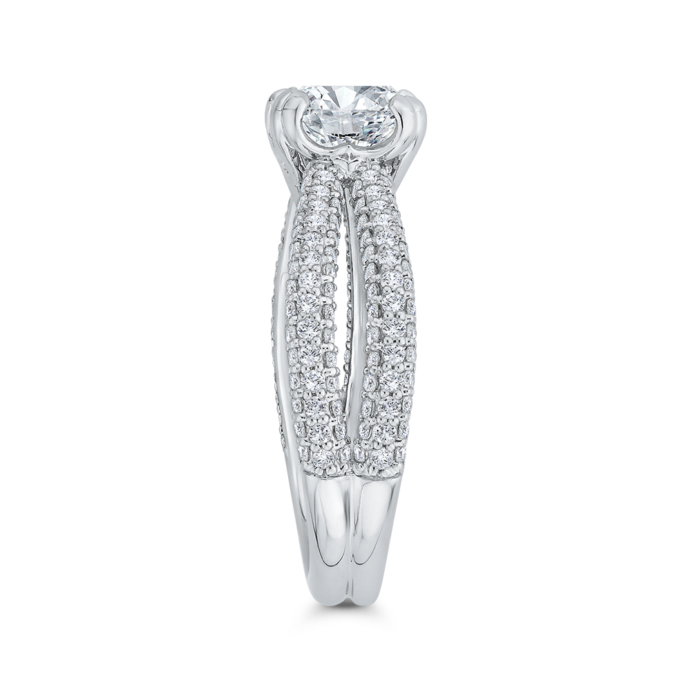 Split Shank Cushion Cut Diamond Engagement Ringin 18K White Gold (Semi-Mount)