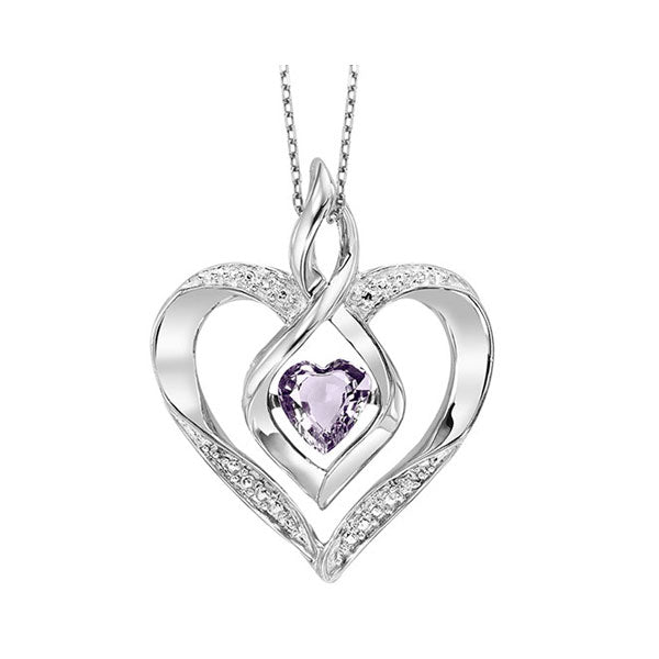 Silver Diamond 1/50CTW & Syn Alexandrite 1/4Ctw Pendant