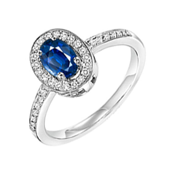 14Kt White Gold Diamond 1/5Ctw & Sapphire 1/4Ctw Ring