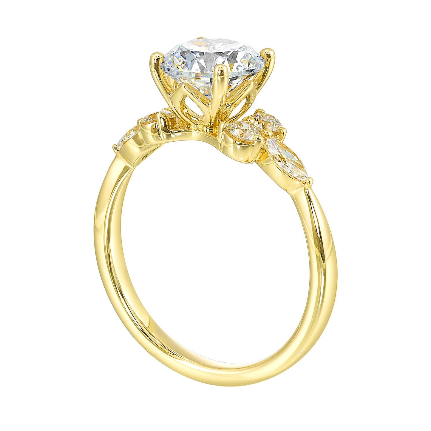 14Kt Yellow Semi Mount 3/8Ctw For 1 1/2Ct Round Center
