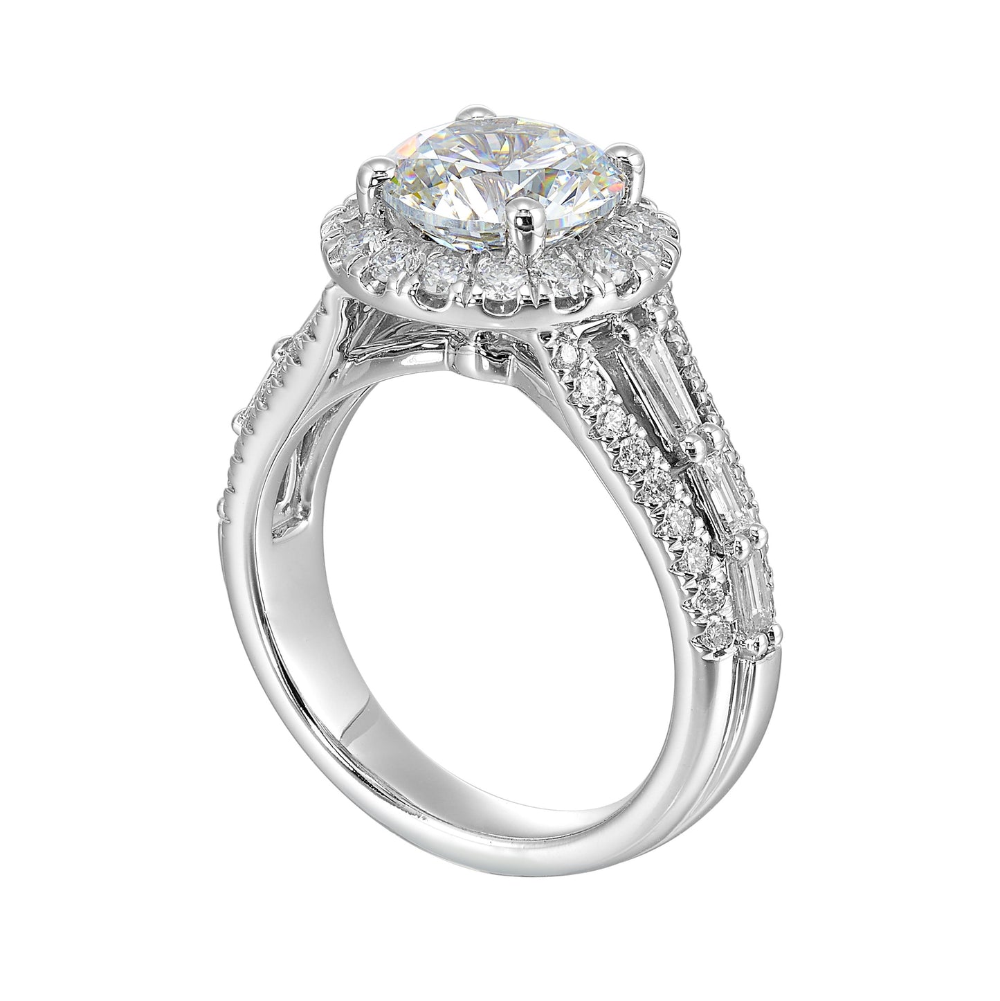 14Kt White Semi Mount 1Ctw For 2Ctw Round Center