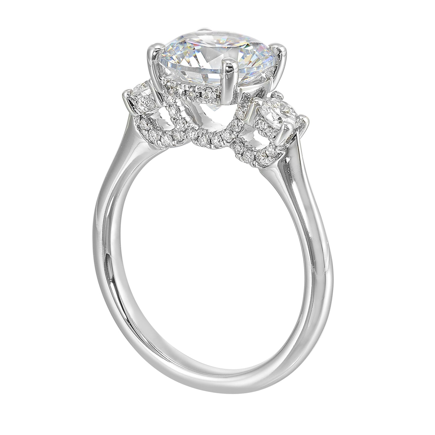 14Kt White Semi Mount 1/2Ctw For 2Ctw Round Center