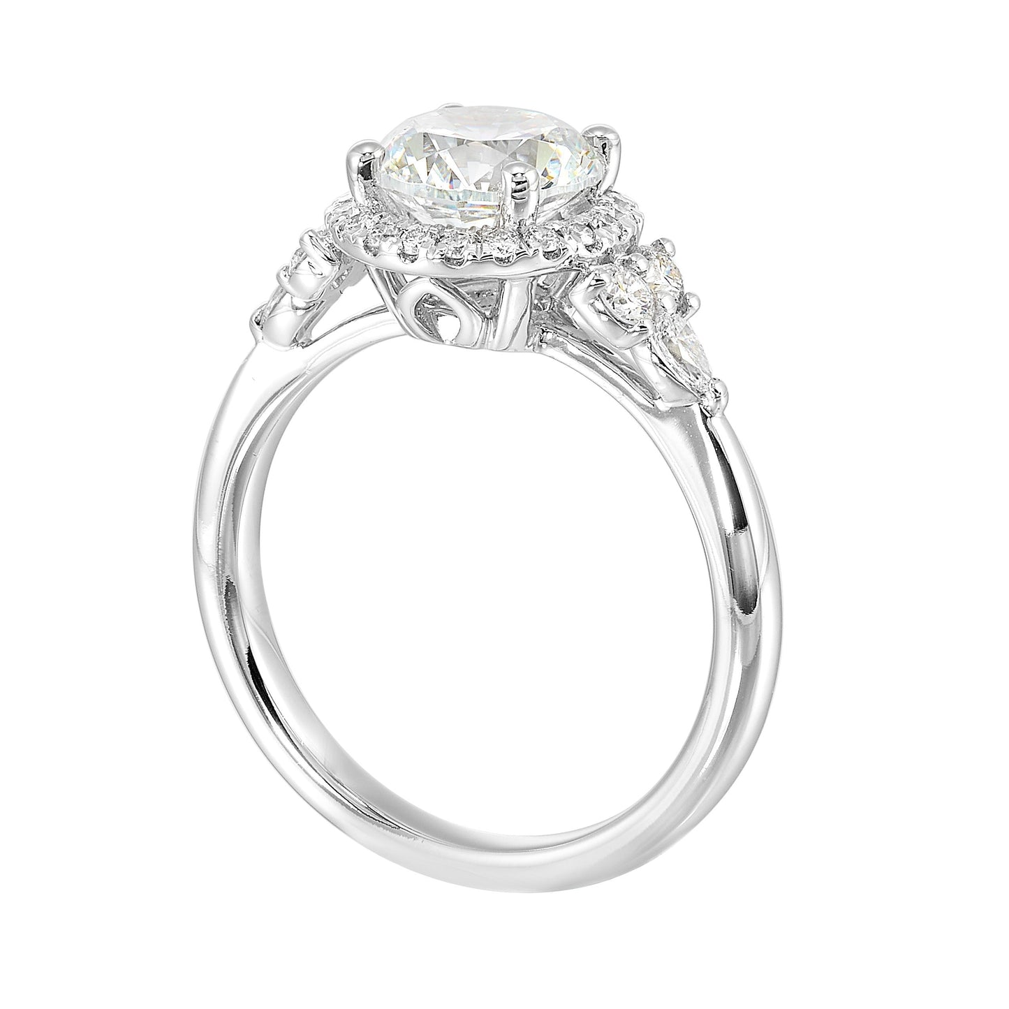14Kt White Semi Mount 3/8Ctw For 1 1/2Ctw Round Center