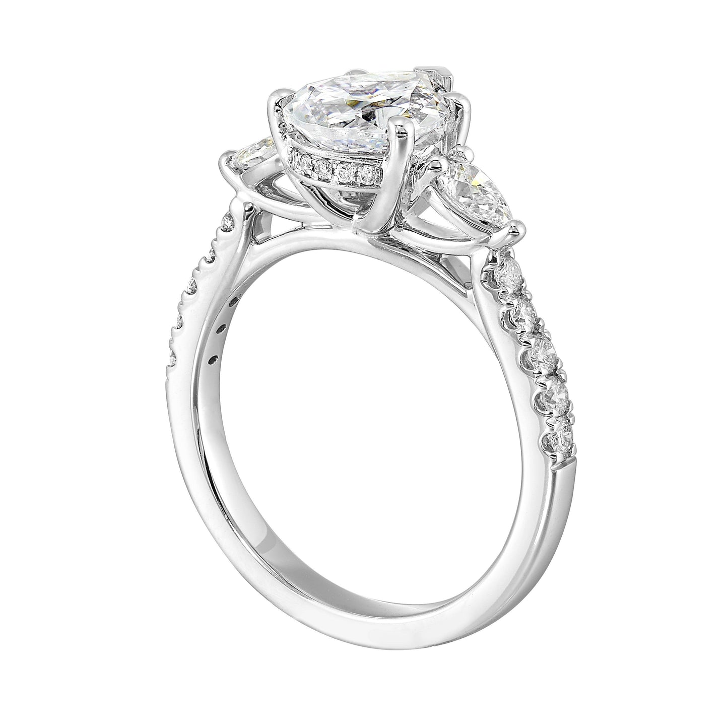 14Kt White Semi Mount 1/2Ctw For 2Ctw Pear Center