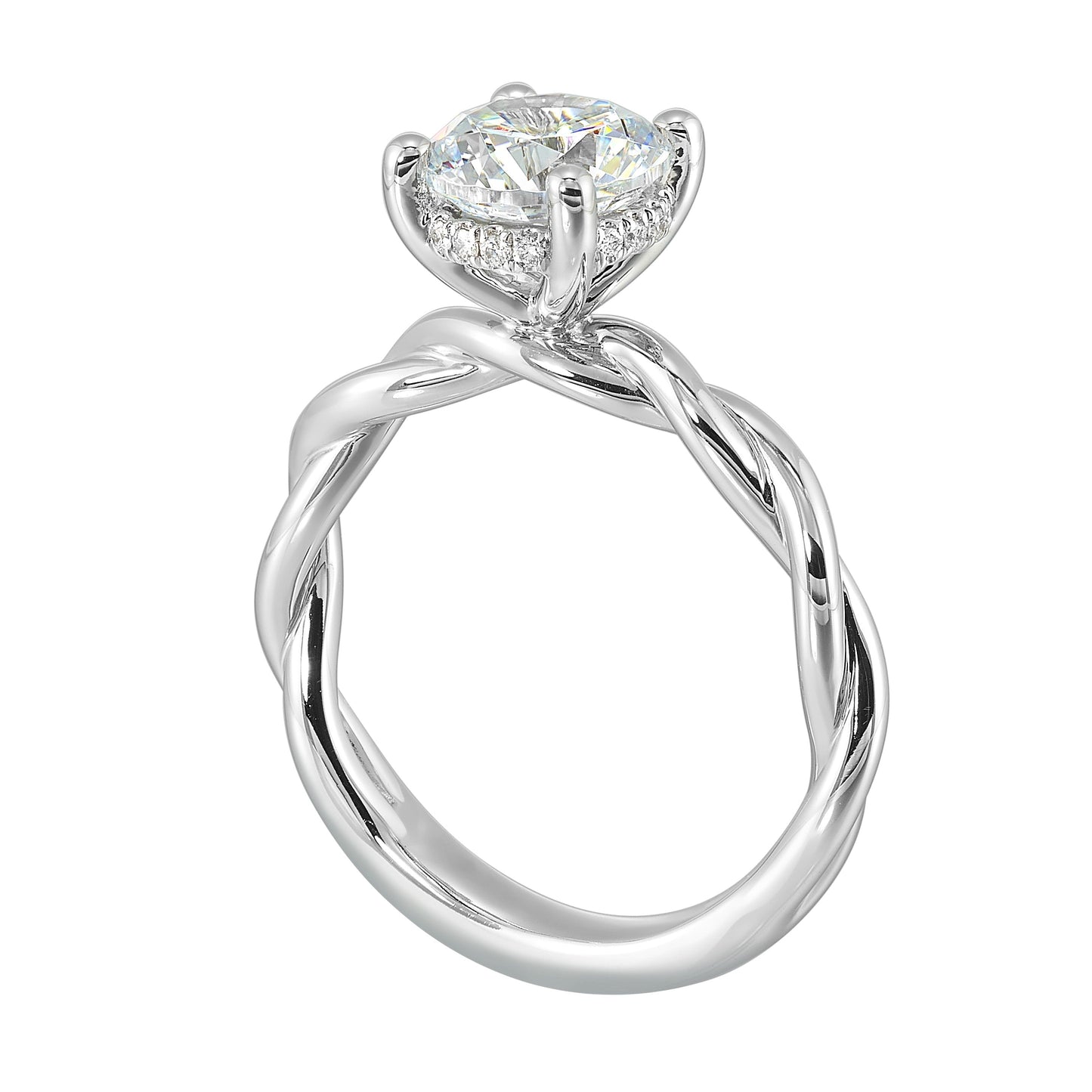 14Kt White Semi Mount 1/20Ctw For 1 1/2Ctw Round Center