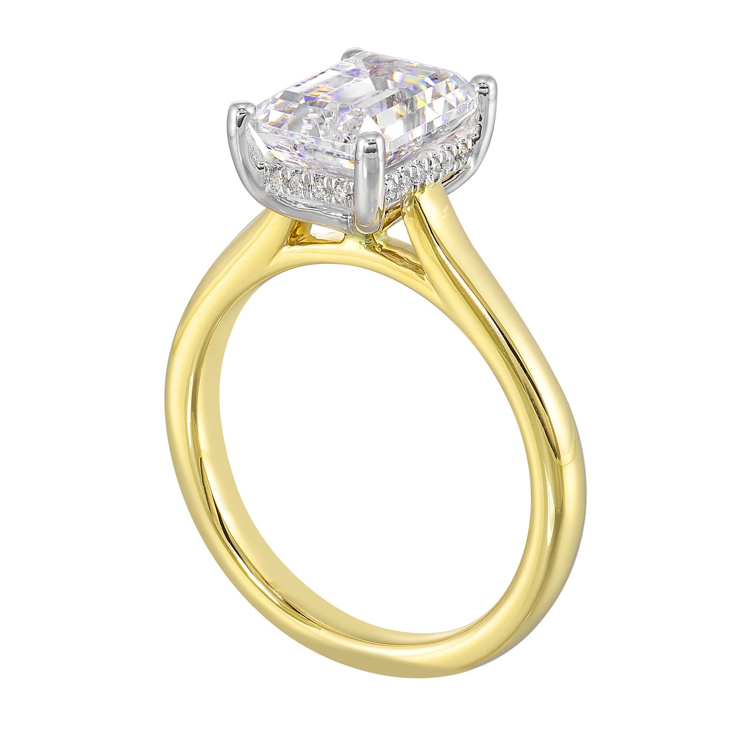 14Kt White Yellow Semi Mount 1/15Ctw For 2Ct Oval Center