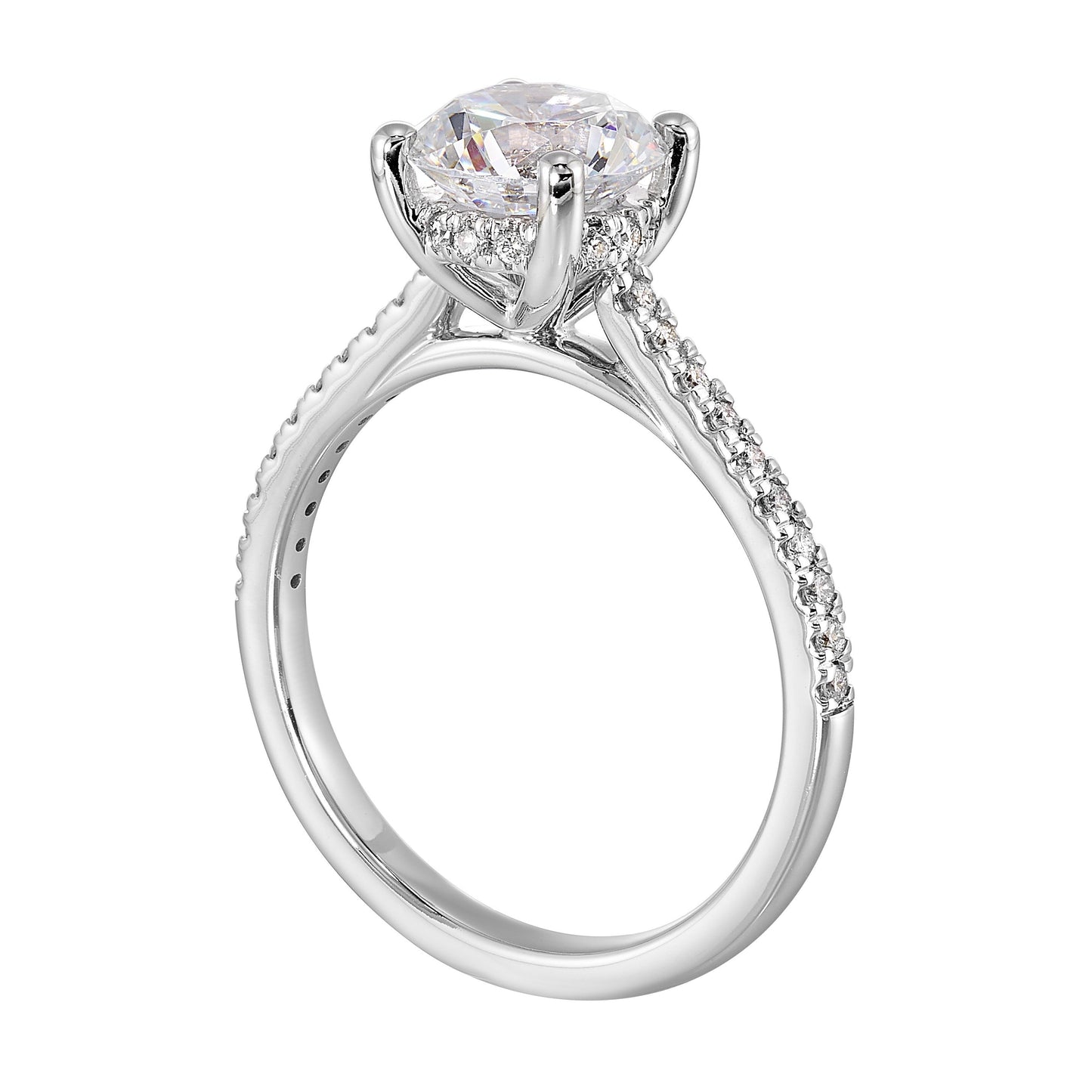 14Kt White Semi Mount 1/5Ctw For 1 1/2Ct Round Center
