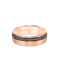 7MM Men's Wedding Band - Satin Soft Sand Finish with Textured Black Rhodium and Flat Edge