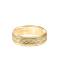 6.5MM Men's Wedding Band - Soft Sand Finish with Swiss Cut X Design with Milgrain and Flat Edge
