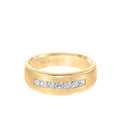 7MM Men's Contemporary Seven Stone Diamond Wedding Band - Brush Finish and Step Edge