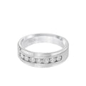 7.5MM Men's Wedding Band - Channel Set Diamonds with Tapered Band and Bevel Edge