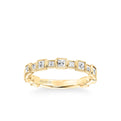 Stackable Band with Bezel Set Princess Diamonds and Milgrain Accents