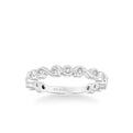 Stackable Band with Bezel Set Diamonds, Scroll Design and Milgrain Accents