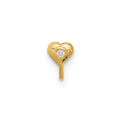 14k 22 Gauge CZ Heart Nose Stud