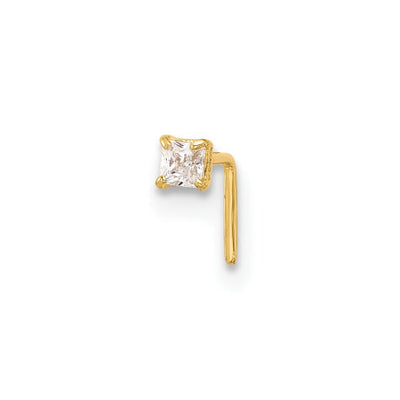 14k 22 Gauge 2.5mm Square CZ Nose Stud