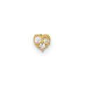 14K 23 Gauge CZ Heart Nose Post