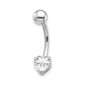 10k White Gold W/6X6 CZ Heart Belly Dangle