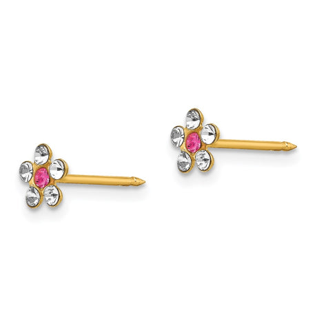 Inverness 14k Clear/Rose Crystal Flower Earrings