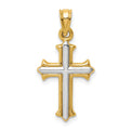 14k w/Rhodium Reversible Hollow Cross Pendant