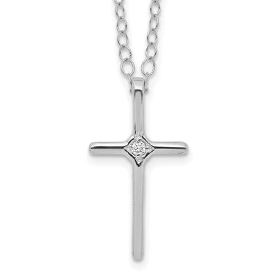 14k White Gold Madi K .01ct Diamond Cross Necklace