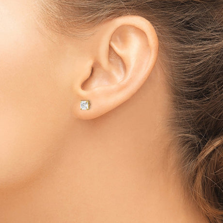 14k Madi K 5mm Square CZ Basket Set Stud Earrings