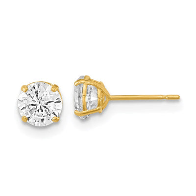 14k Madi K 5mm Round CZ Basket Set Stud Earrings