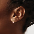 14k Madi K CZ and Pink Cat's Eye Heart Dangle Post Earrings