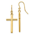 14k Cross Shepherd Hook Dangle Earrings