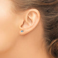 Sterling Silver 3mm Round Aquamarine Post Earrings