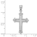 Sterling Silver Rhodium-plated Fleur-de-lis Cross Pendant