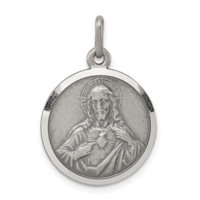 Sterling Silver Sacred Heart of Jesus Medal