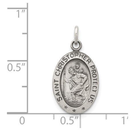 Sterling Silver Antiqued Saint Christopher Medal