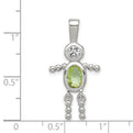Sterling Silver CZ & August Glass Boy Pendant