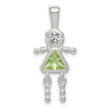 Sterling Silver CZ & August Glass Girl Pendant