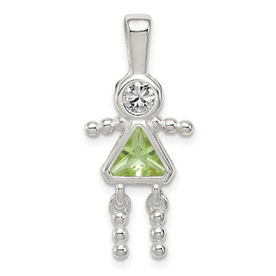 Sterling Silver CZ & August Glass Girl Pendant