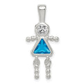 Sterling Silver CZ & December Glass Girl Pendant