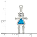 Sterling Silver CZ & December Glass Girl Pendant