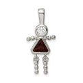 Sterling Silver CZ & January Glass Girl Pendant