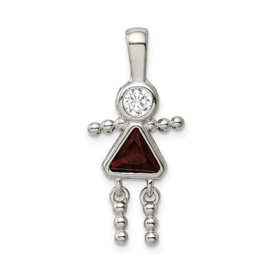 Sterling Silver CZ & January Glass Girl Pendant