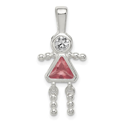 Sterling Silver CZ & June Glass Girl Pendant