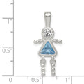 Sterling Silver CZ & March Glass Girl Pendant