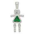 Sterling Silver CZ & May Glass Girl Pendant