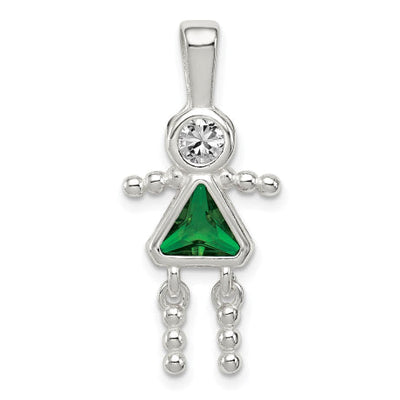 Sterling Silver CZ & May Glass Girl Pendant
