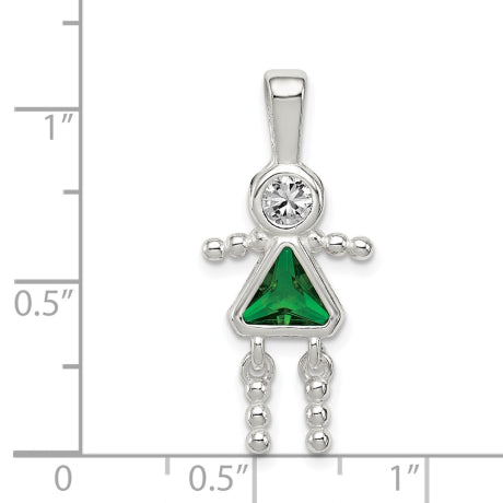 Sterling Silver CZ & May Glass Girl Pendant