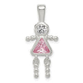 Sterling Silver CZ & October Pink CZ Girl Pendant