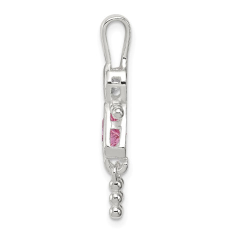 Sterling Silver CZ & October Pink CZ Girl Pendant