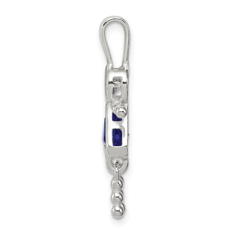 Sterling Silver CZ & September Glass Girl Pendant